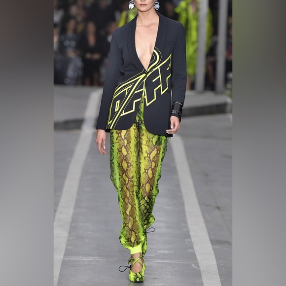 Off-White c/o Virgil Abloh Runway Ready to wear Neon Snakeprint Mesh Joggers - Picture 3 of 16